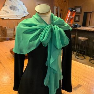 Kelly Green Silk Georgette Shawl/Scarf